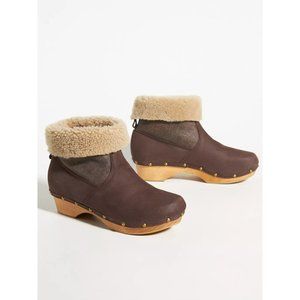 Penelope Chilvers Low Shearling-Cuffed Clog Boots Size 36